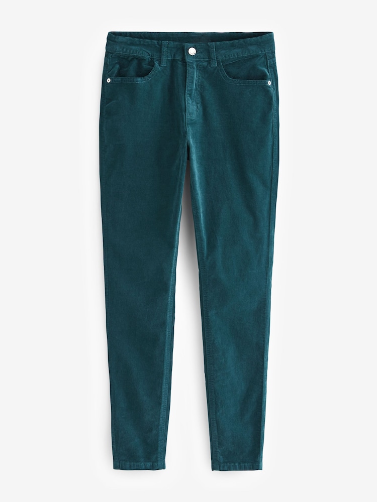 Teal Blue Velvet Skinny Jeans - Image 5 of 6