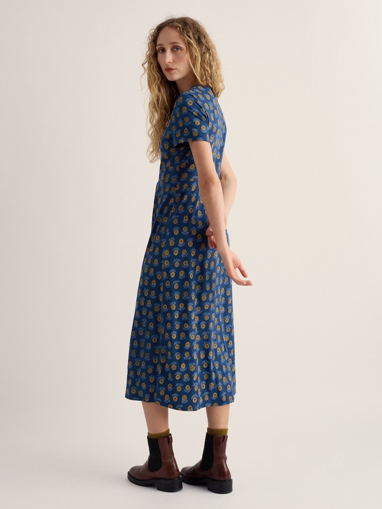 Seasalt Cornwall Blue Short Sleeve Seed Packet Dress - Image 2 of 5