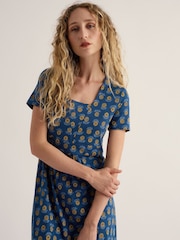 Seasalt Cornwall Blue Short Sleeve Seed Packet Dress - Image 3 of 5