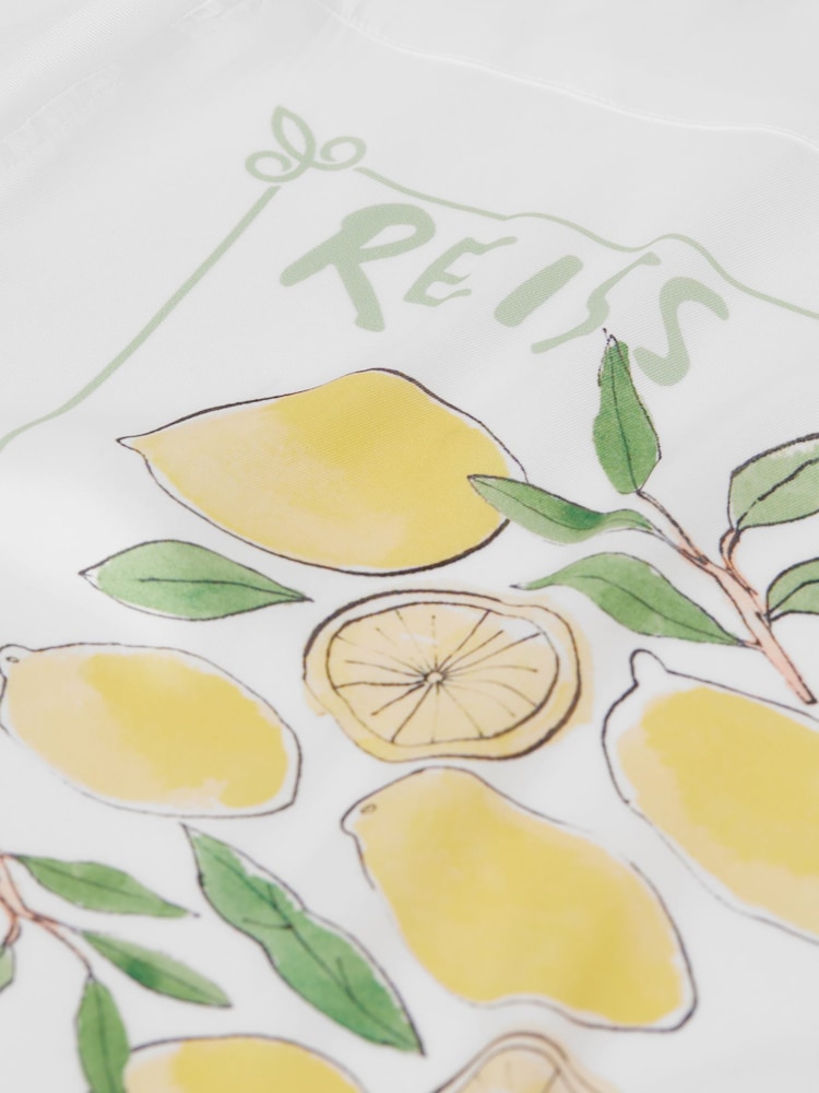 Reiss Ecru Sorento Senior Printed Cuban Collar Short Sleeve Shirt - Image 6 of 6