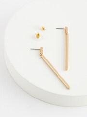 Gold Tone Bar Drop Earrings - Image 3 of 3