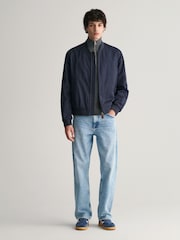 GANT Blue Lightweight Water Repellent Cotton Mix Bomber Jacket - Image 3 of 6