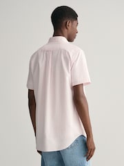 GANT Pink Regular Fit Gingham Poplin Short Sleeve 100% Cotton Shirt - Image 2 of 6