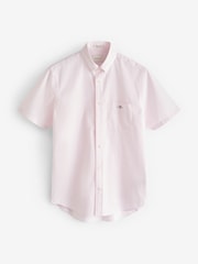 GANT Pink Regular Fit Gingham Poplin Short Sleeve 100% Cotton Shirt - Image 6 of 6