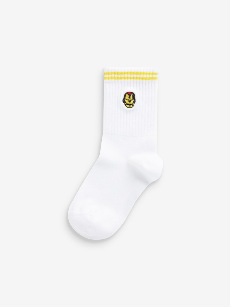 Marvel White Ground Ribbed Socks 3 Pack - Image 2 of 4