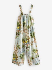 White Lemon Print Ruffle Strap Wide Leg 100% Cotton Jumpsuit - Image 6 of 7