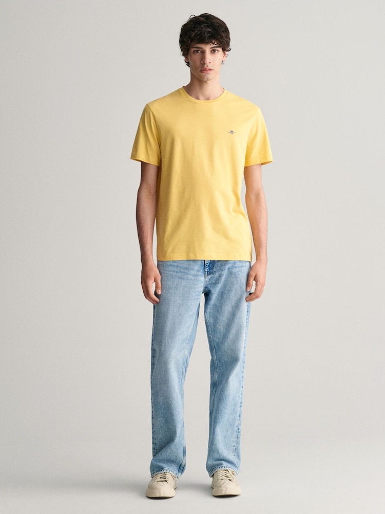 GANT Yellow 100% Cotton Shield Logo T-Shirt - Image 4 of 5