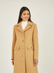 Yumi Caramel Military Button Through Coat - Image 3 of 4