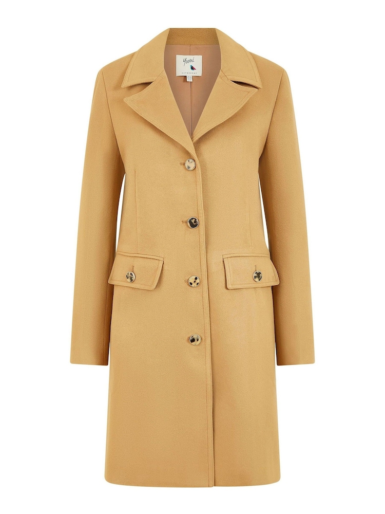 Yumi Caramel Military Button Through Coat - Image 4 of 4