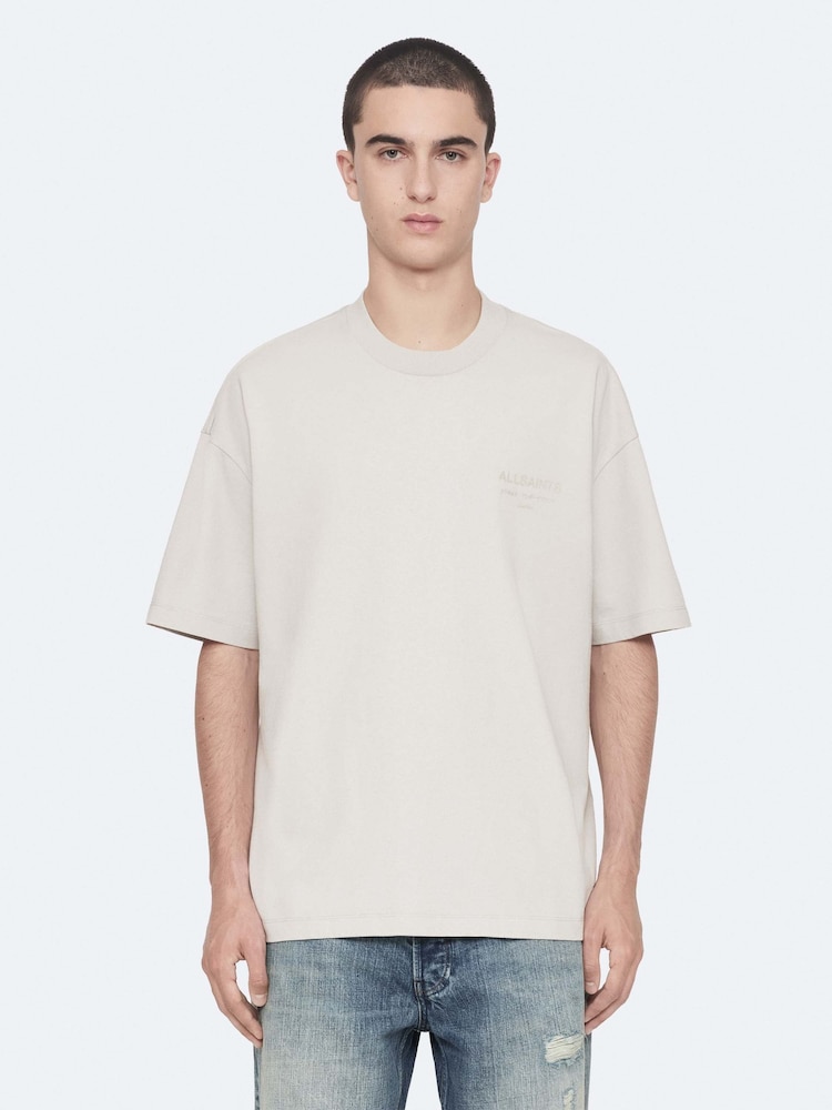 AllSaints Cream Xander Short Sleeve Crew T-Shirt - Image 1 of 8