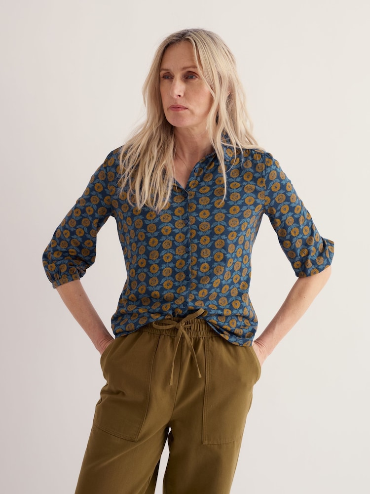 Seasalt Cornwall Blue 3/4 Embrace Shirt - Image 2 of 5 Seasalt Cornwall Blue 3/4 Embrace Shirt - Image 2 of 5