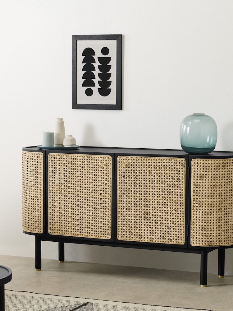 MADE.COM Black Stain Oak and Rattan Ankhara Sideboard - Image 1 of 3