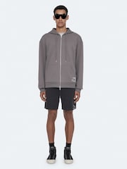 AllSaints Grey Raphy Zip Hoodie - Image 3 of 8