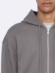 AllSaints Grey Raphy Zip Hoodie - Image 4 of 8