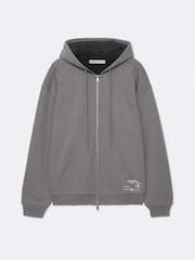 AllSaints Grey Raphy Zip Hoodie - Image 8 of 8