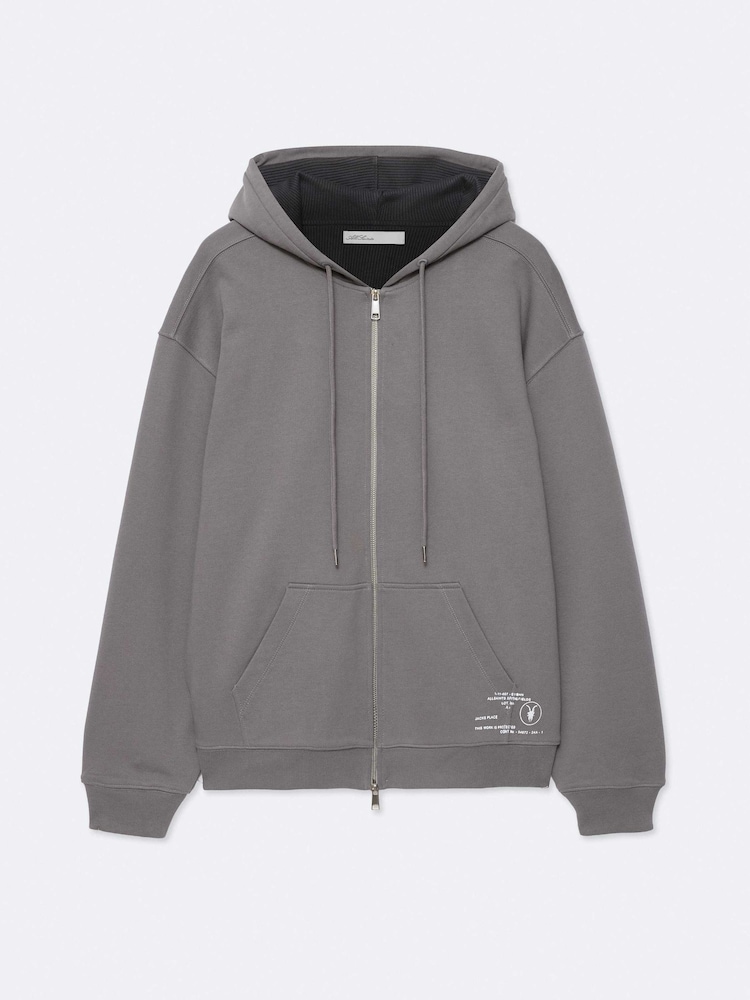 AllSaints Grey Raphy Zip Hoodie - Image 8 of 8
