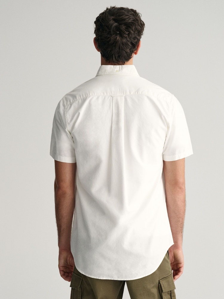 GANT White Regular Fit Oxford Short Sleeve 100% Cotton Shirt - Image 2 of 6