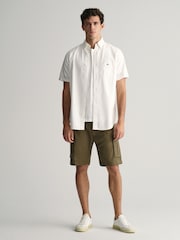 GANT White Regular Fit Oxford Short Sleeve 100% Cotton Shirt - Image 3 of 6
