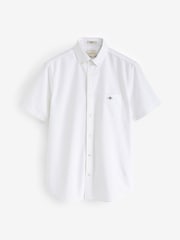 GANT White Regular Fit Oxford Short Sleeve 100% Cotton Shirt - Image 6 of 6