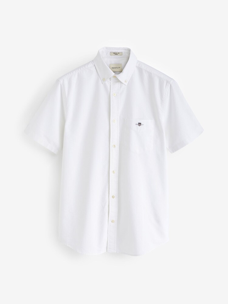 GANT White Regular Fit Oxford Short Sleeve 100% Cotton Shirt - Image 6 of 6 GANT White Regular Fit Oxford Short Sleeve 100% Cotton Shirt - Image 6 of 6