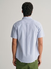 GANT Blue Regular Fit Striped Seersucker Short Sleeve Shirt - Image 3 of 7