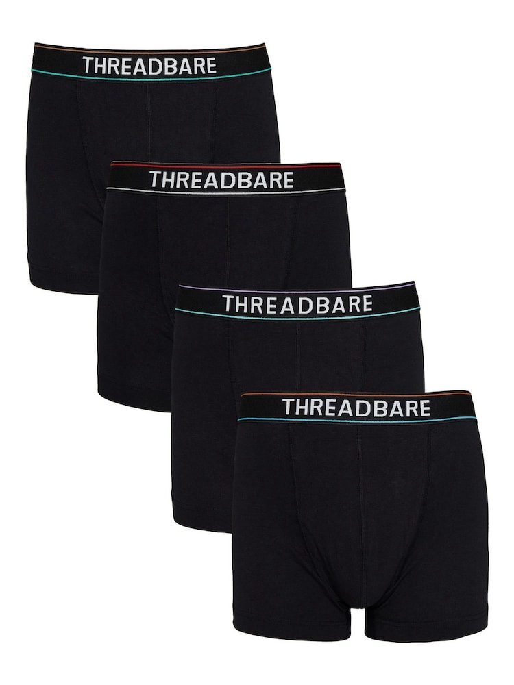 Threadbare Black Hipster Boxers 4 Packs - Image 1 of 6