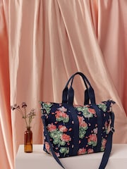 Cath Kidston Navy Blue Geranium Print Overnight Travel 100% Cotton Bag - Image 4 of 6