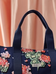 Cath Kidston Navy Blue Geranium Print Overnight Travel 100% Cotton Bag - Image 6 of 6