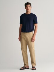 GANT Blue Knitted Cotton Linen T-Shirt - Image 3 of 5