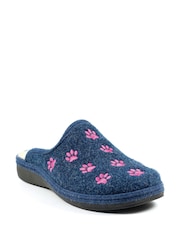 Lazy Dogz Blue Josefina Paw Print Mule Slippers - Image 2 of 9