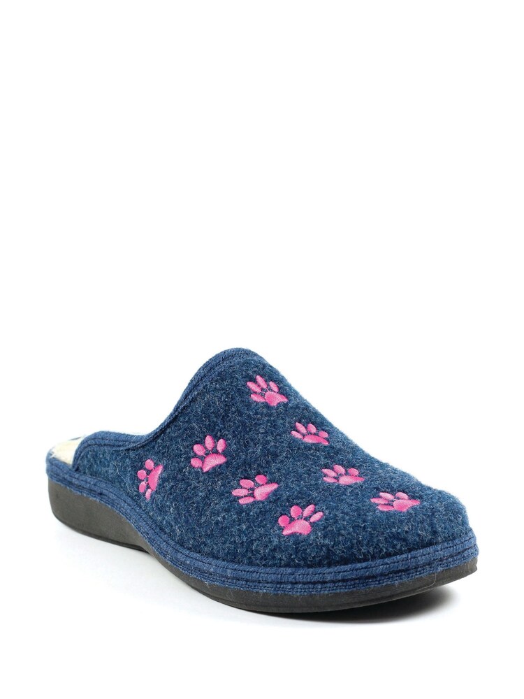 Lazy Dogz Blue Josefina Paw Print Mule Slippers - Image 2 of 9
