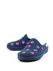 Lazy Dogz Blue Josefina Paw Print Mule Slippers - Image 4 of 9