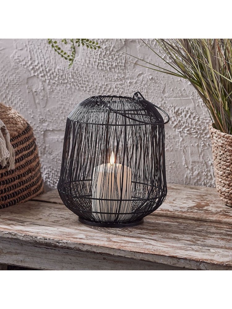 Lights4fun Black Large Garden Lantern with TruGlow® Outdoor Candle - Image 2 of 2