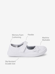 White Standard Fit (F) Butterfly Embroidered School Plimsoll Shoes - Image 10 of 10