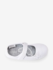 White Standard Fit (F) Butterfly Embroidered School Plimsoll Shoes - Image 11 of 11