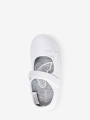 White Standard Fit (F) Butterfly Embroidered School Plimsoll Shoes - Image 6 of 10