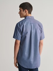 GANT Blue Regular Fit Oxford Short Sleeve 100% Cotton Shirt - Image 2 of 6