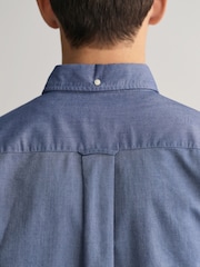 GANT Blue Regular Fit Oxford Short Sleeve 100% Cotton Shirt - Image 4 of 6