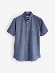 GANT Blue Regular Fit Oxford Short Sleeve 100% Cotton Shirt - Image 6 of 6