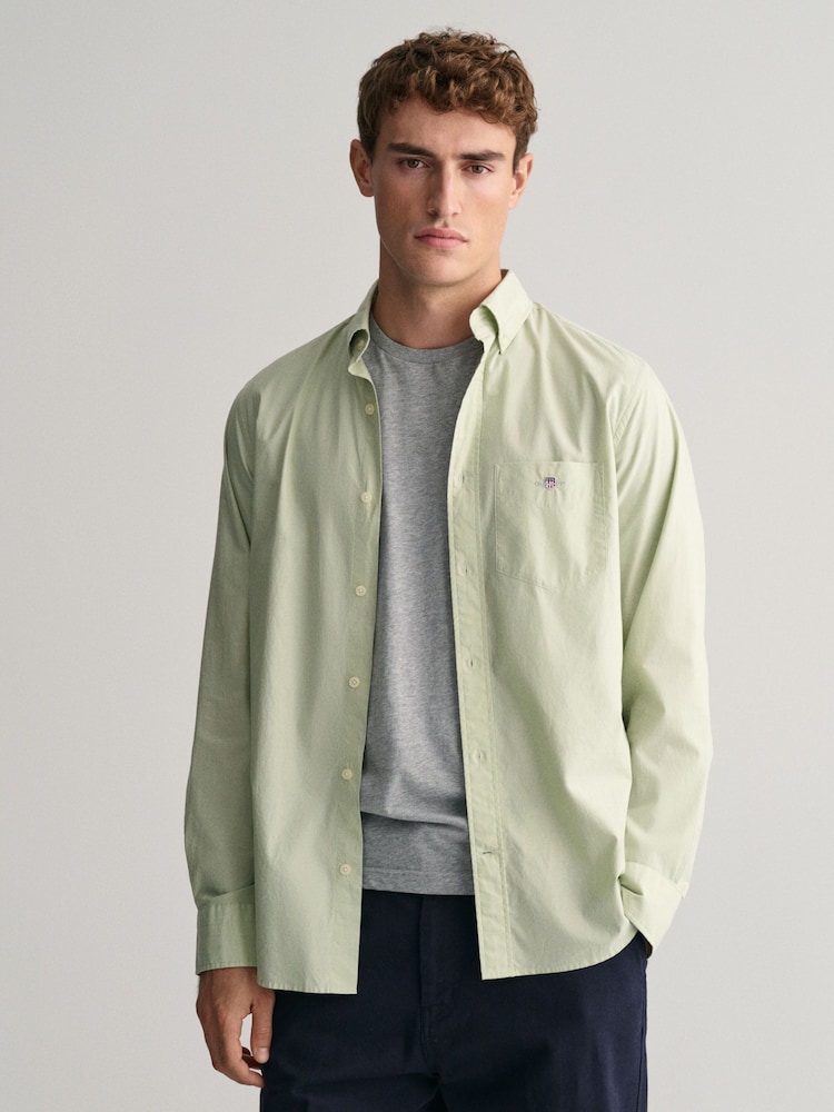 GANT Green Regular Fit Poplin 100% Cotton Shirt - Image 1 of 5