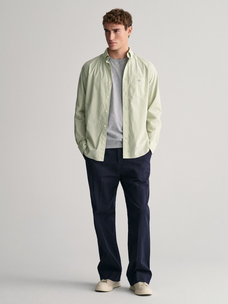 GANT Green Regular Fit Poplin 100% Cotton Shirt - Image 3 of 5