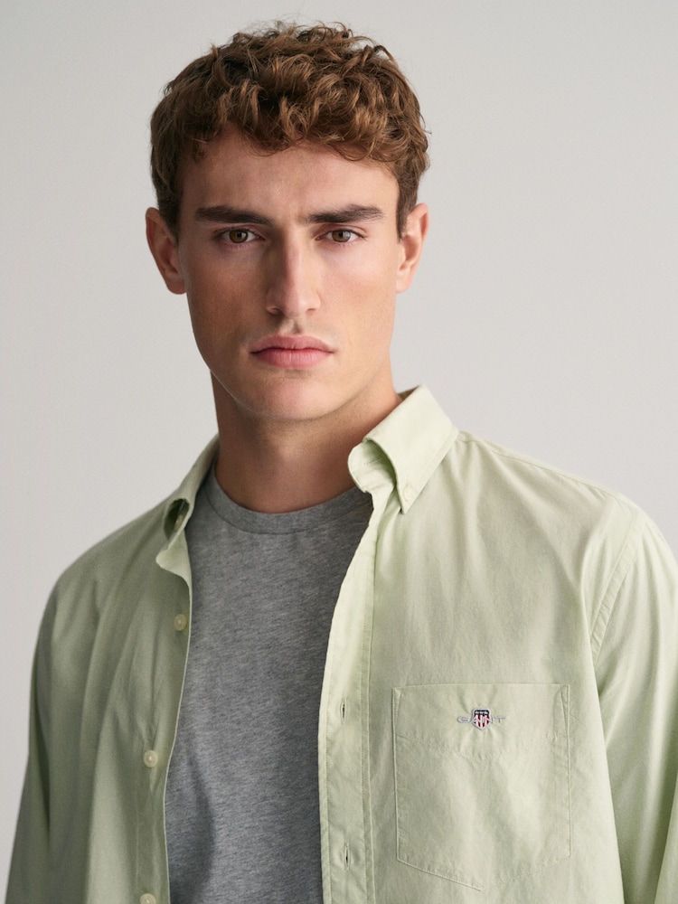 GANT Green Regular Fit Poplin 100% Cotton Shirt - Image 4 of 5