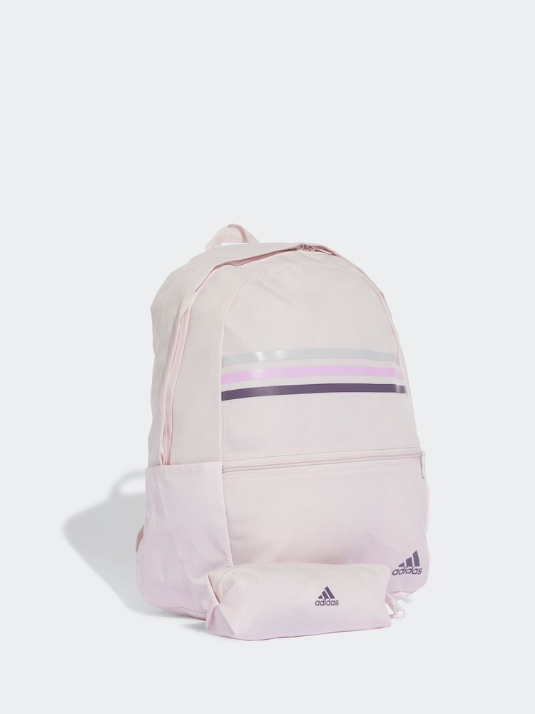 adidas Pink Classic Horizontal 3-Stripes Backpack - Image 1 of 6