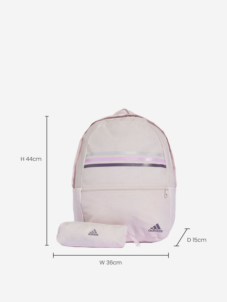 adidas Pink Classic Horizontal 3-Stripes Backpack - Image 6 of 6