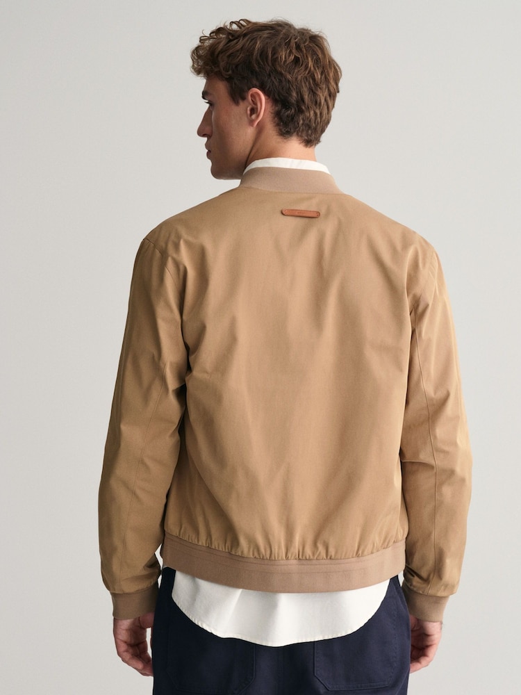 GANT Cream Lightweight Water Repellent Cotton Mix Bomber Jacket - Image 2 of 8