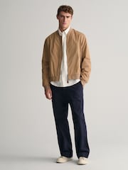 GANT Cream Lightweight Water Repellent Cotton Mix Bomber Jacket - Image 3 of 8