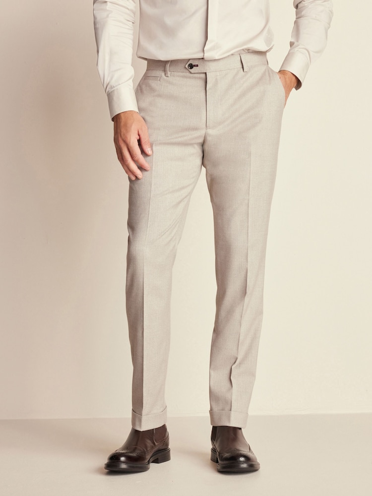 Neutral Slim Fit Herringbone Suit Trousers - Image 1 of 6