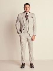 Neutral Slim Fit Herringbone Suit Trousers - Image 2 of 6