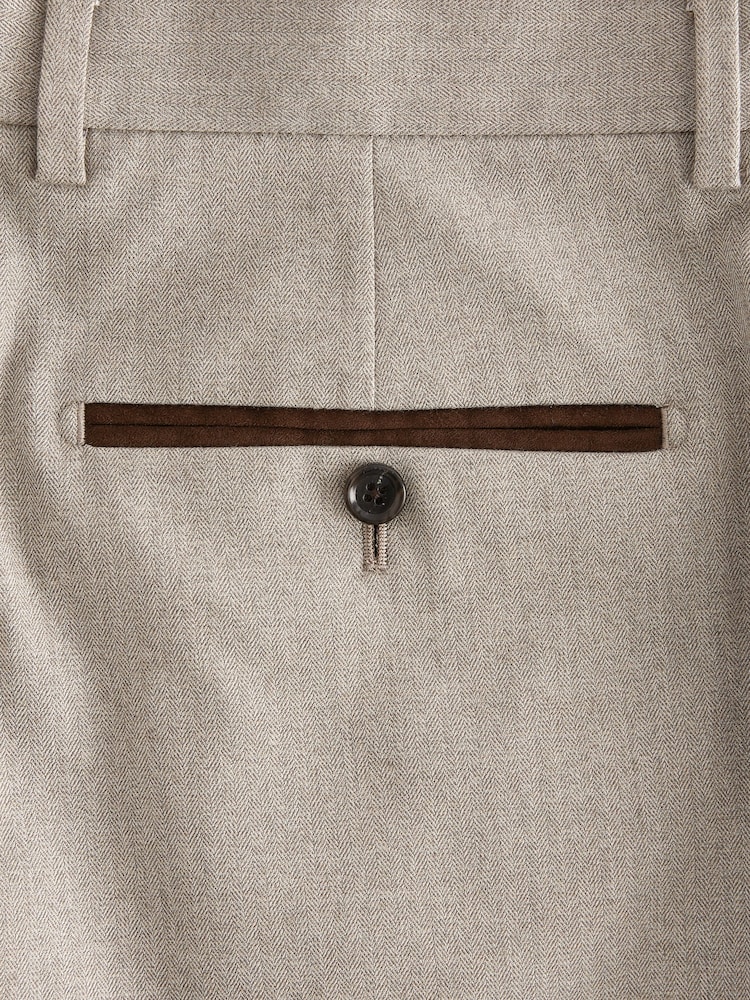 Neutral Slim Fit Herringbone Suit Trousers - Image 5 of 6