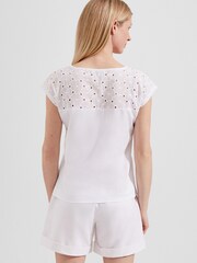 Hobbs White Broderie Helena 100% Cotton Top - Image 2 of 4